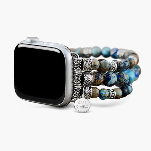 Imperial Blue Jasper Stretchy Apple Watch Band