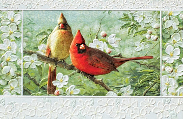 Cardinals in Orchard Wedding Greeting Card