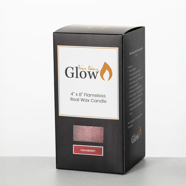 4" x 8" Timber LED Glow Candle - Cranberry