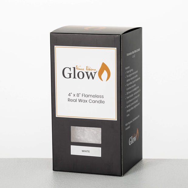 3” x 6” Timber LED Glow Candle - White