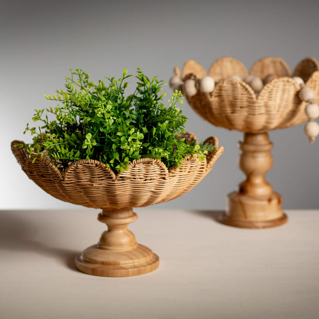 Woven Pedestal Trays, 2 Sizes