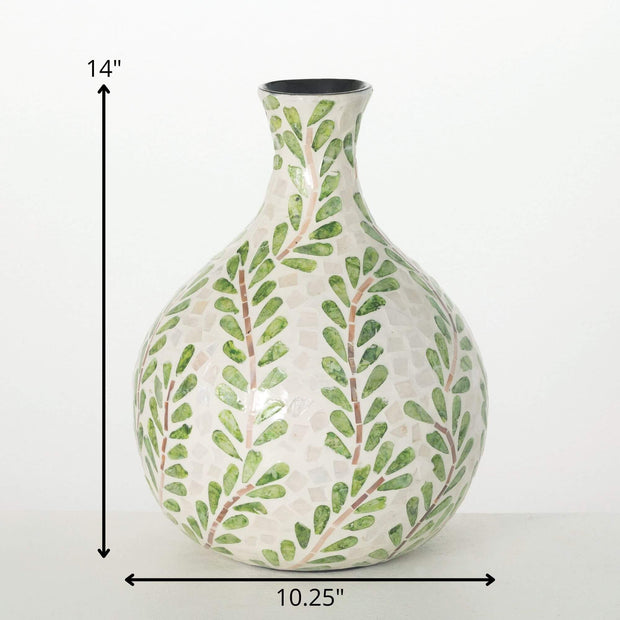 Leaf Pattern Capiz Vase