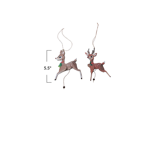 Recycled Paper Deer Pull Ornament, Two Styles