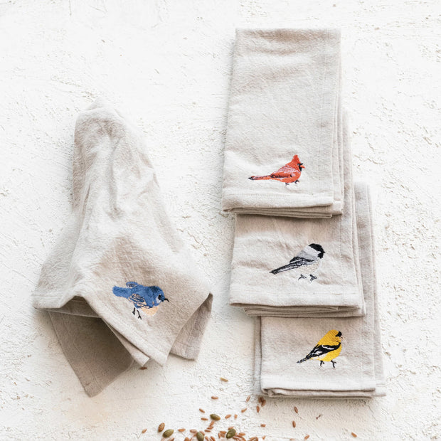 Embroidered Birds Napkin Set