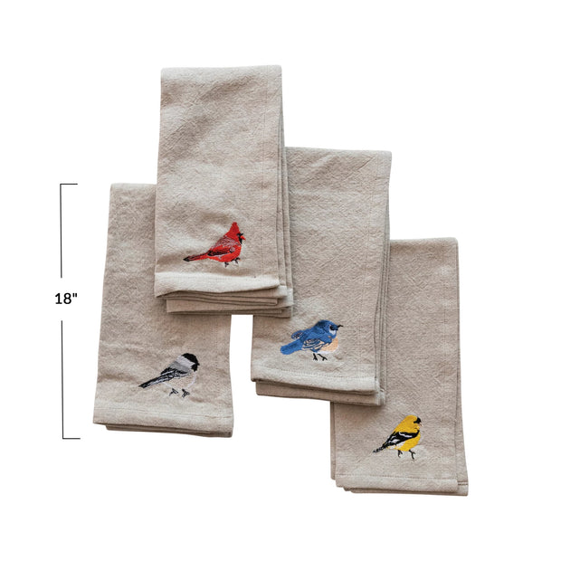 Embroidered Birds Napkin Set