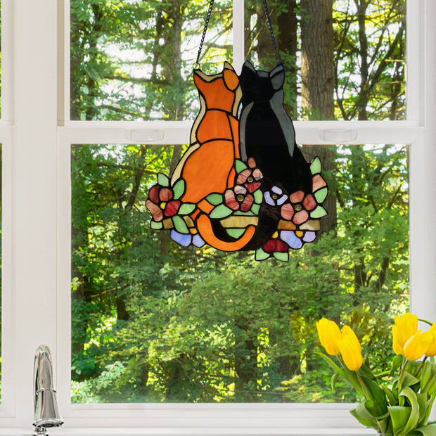 Callie Cats Stained Glass Window Panel