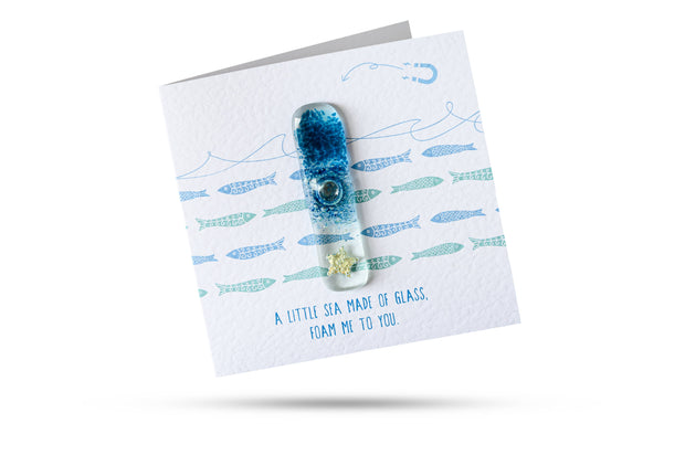 Seafoam Stick (Fish) MAGNET Fused Glass Card