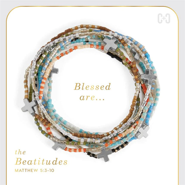 Beatitudes Cross Charm Bracelet Silver