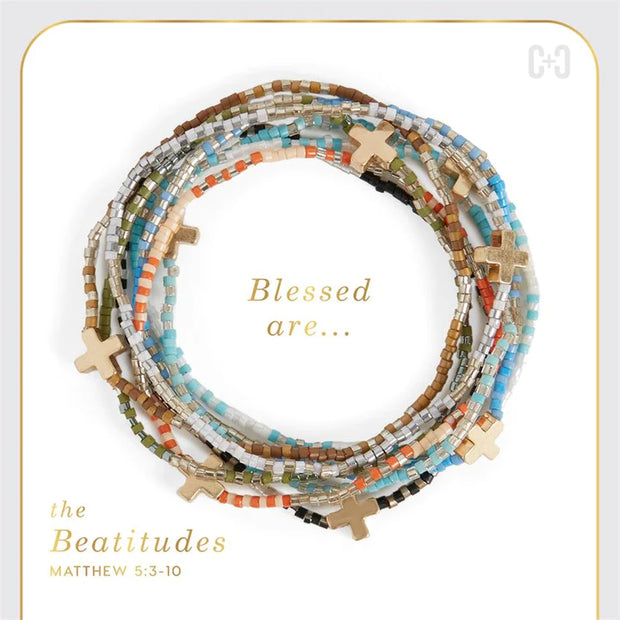 Beatitudes Cross Charm Bracelet Gold