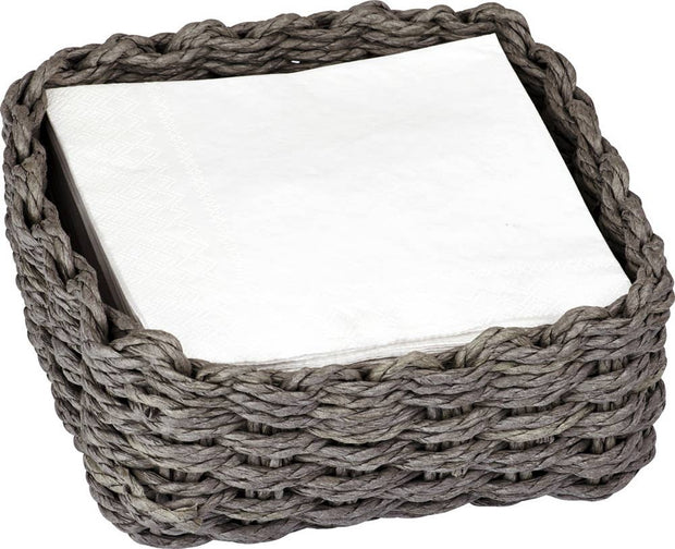Woven Paper Cocktail Napkin Caddy Grey