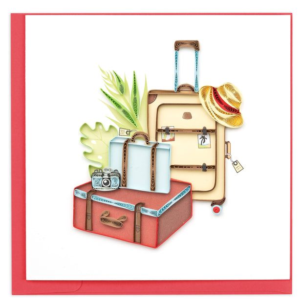 Vintage Luggage Quilling Card