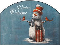 Americana Snowman Garden Slate Sign 