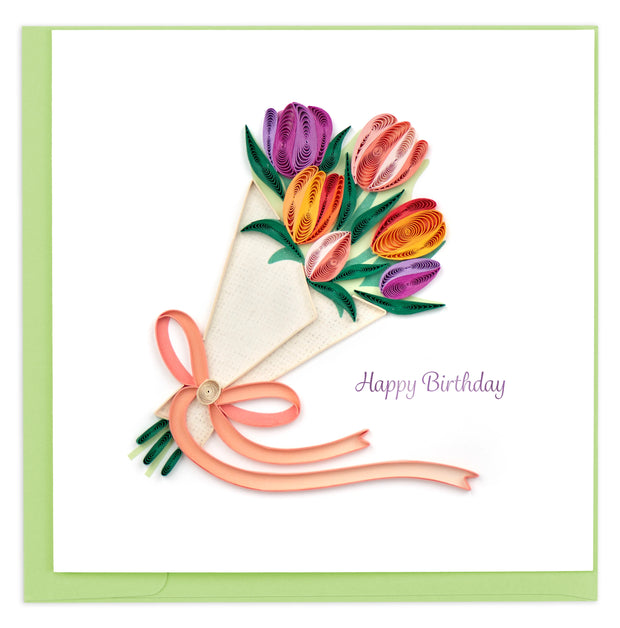 Birthday Tulip Bouquet Quilling Card