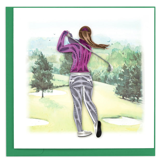 Lady Golfer Quilling Card