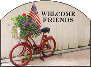 Americana Bicycle Welcome Friends Garden Sign, 4th of July, Heritage Gallery