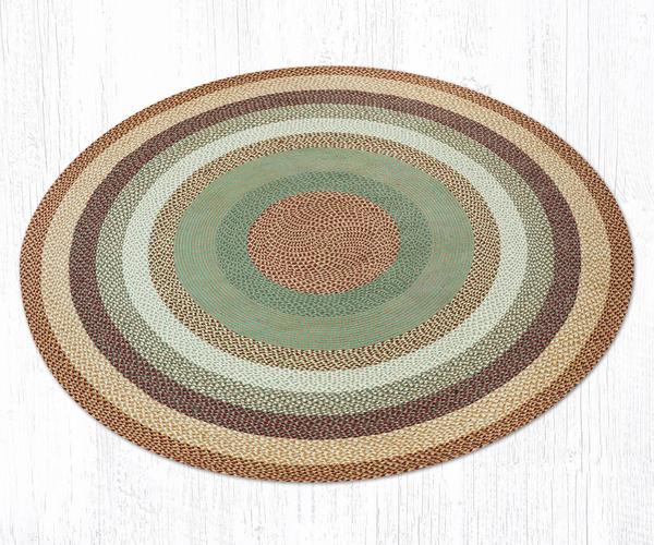 Capitol Earth Rugs Buttermilk/Cranberry Traditional Braided Jute Rug, 7.75' Round