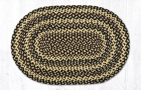 Capitol Earth Rugs Ebony/Ivory/Charcoal Traditional Braided Rug, Oval 20" x 30"
