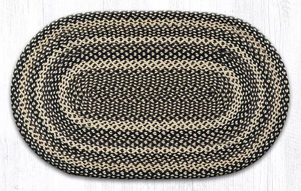 Capitol Earth Rugs Ebony/Ivory/Chocolate Traditional Braided Rug, Oval 27" x 45"