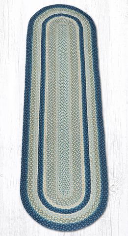 Capitol Earth Rugs Breezy Blue/Taupe/Ivory Traditional Braided Rug - Oval 2' x 8'