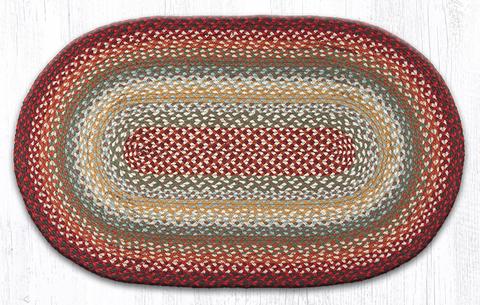 Capitol Earth Rugs Thistle Green/Country Red Traditional Braided Rug - Oval 27" x 45"