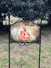 Spring Rabbit Welcome Garden Sign