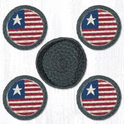 Capitol Earth Rugs Printed Braided Jute Coaster Sets, 4", Original Flag