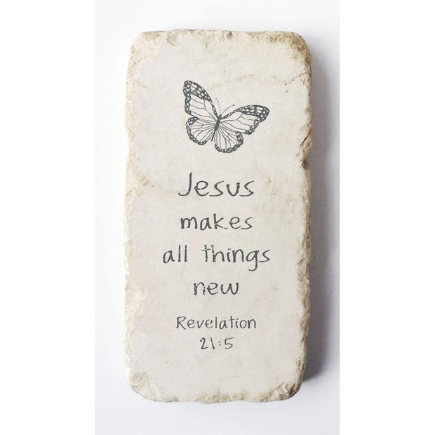 Revelation 21:5 Butterfly Scripture Stone