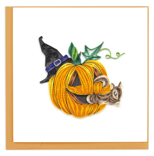 Squirrel In Jack-O-Lantern Quilling Card
