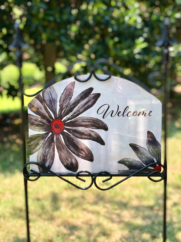 Heritage Gallery Black Daisy Welcome Garden Sign