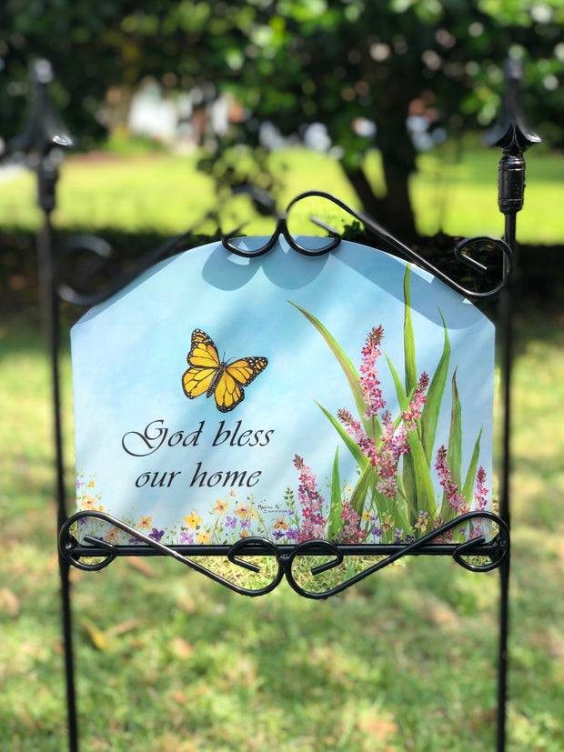 Heritage Gallery God Bless Our Home Garden Sign