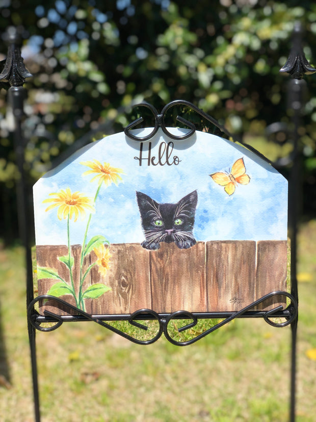 Heritage Garden Peaking Kitten Garden Sign