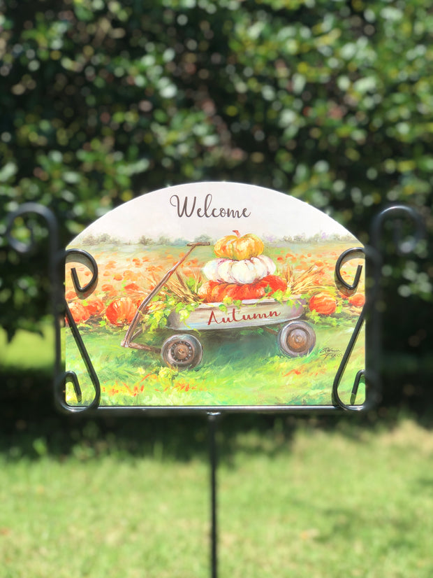Heritage Gallery Fall Wagon Garden Sign