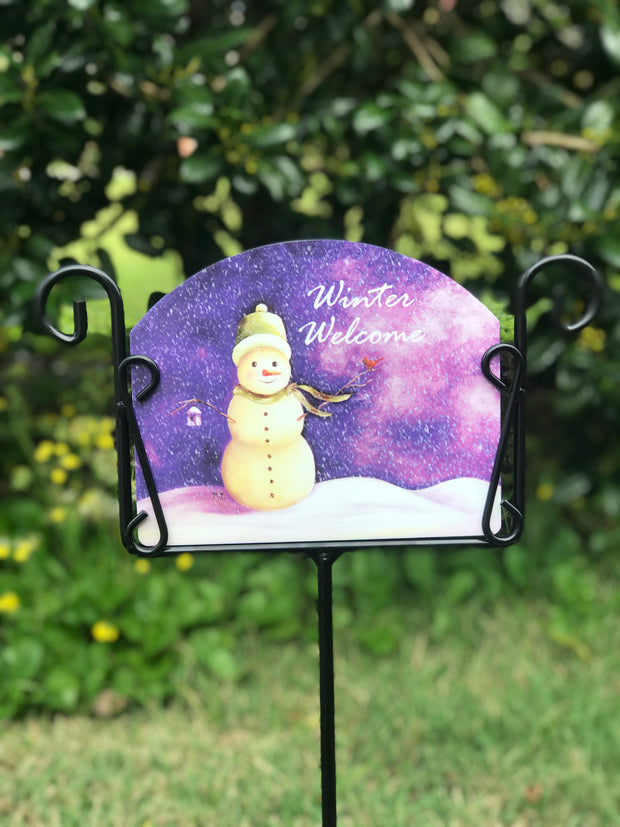Peggy the Snow Lady Welcome Garden Sign
