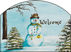Lantern Snowman Welcome Garden Sign