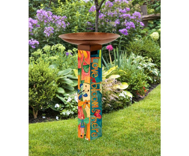 Love Garden Bird Bath Art Pole