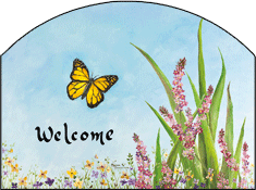 Monarch Butterfly Welcome garden sign, Heritage Gallery