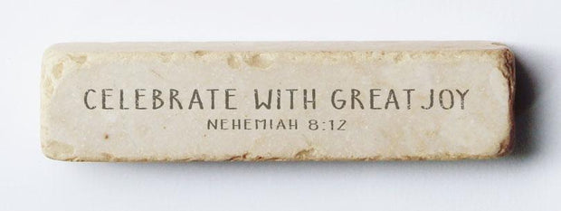 Twelve Stone Art Nehemiah 8:12 Scripture Stone, Quarter Block