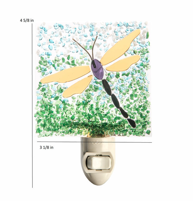 Fused Glass Dragonfly Night Light
