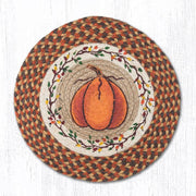 Capitol Earth Rugs Harvest Pumpkin Printed Jute Placemat, 15" Round