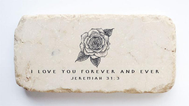 Jeremiah 31:3 Flower Scripture Stone