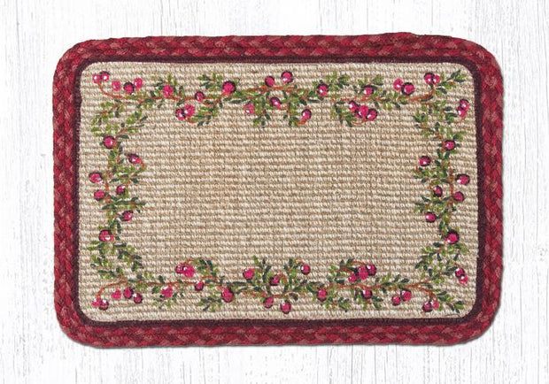 Capitol Earth Rugs Oblong Printed Jute Placemat, 13" x 19", Cranberries