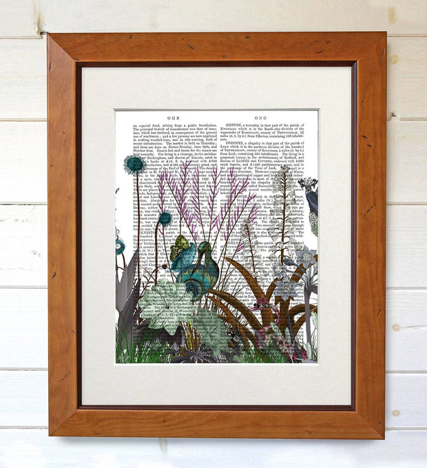 Wildflower Bloom Snail Bird Book Print / Art Print  Wall Art
