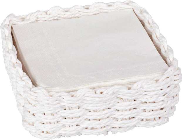 Woven Paper Cocktail Napkin Caddy White
