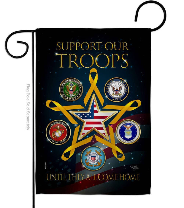 Support our Military Troops Armed Forces Service Decor Flag