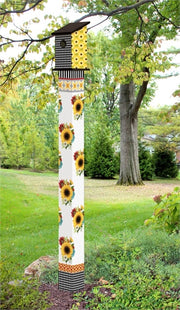 Sunflower Checks 6' Birdhouse Art Pole