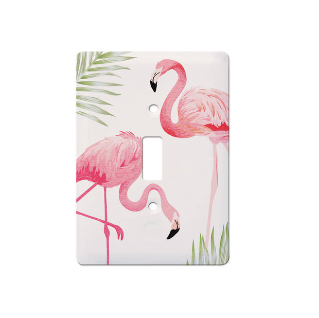 Pink Flamingos Ceramic Single Switch Wall Floater Plate