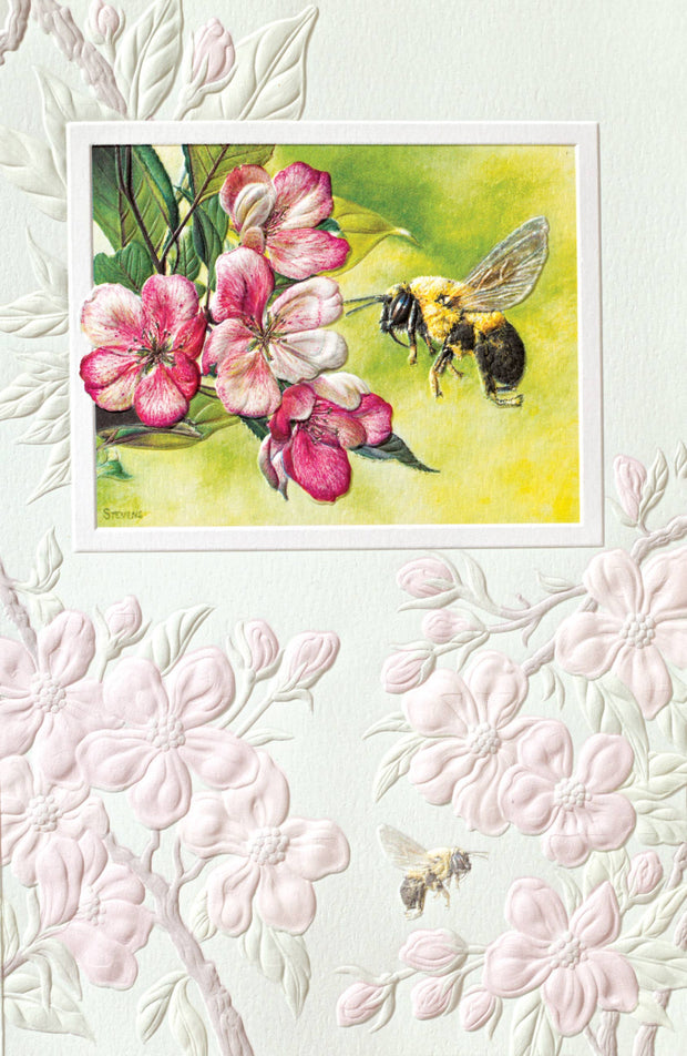 Apple Blossom Bee Birthday Greeting Card