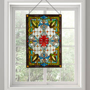 30"H Traditional Flourish Stained Glass Window Panel