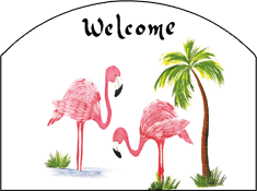 Two Flamingos Welcome Garden Sign, Heritage Gallery