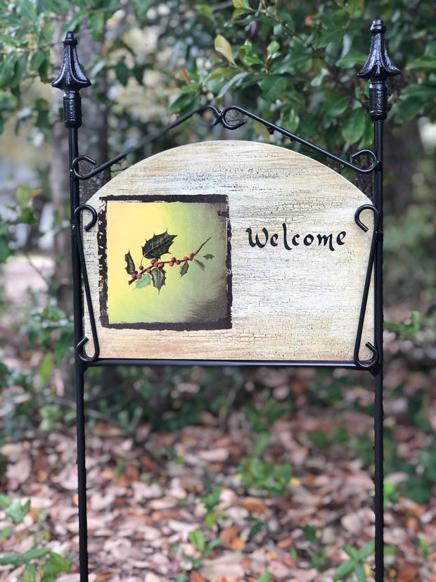 Holly Sprig Garden Sign